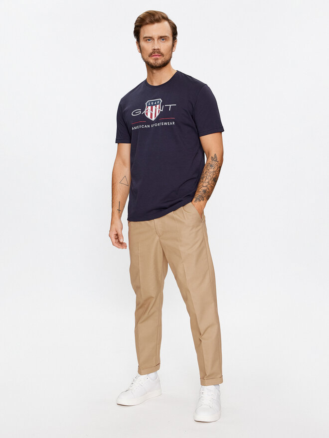 Gant Gant Marškinėliai Reg Archive Shield Ss 2003199 Tamsiai mėlyna Regular Fit