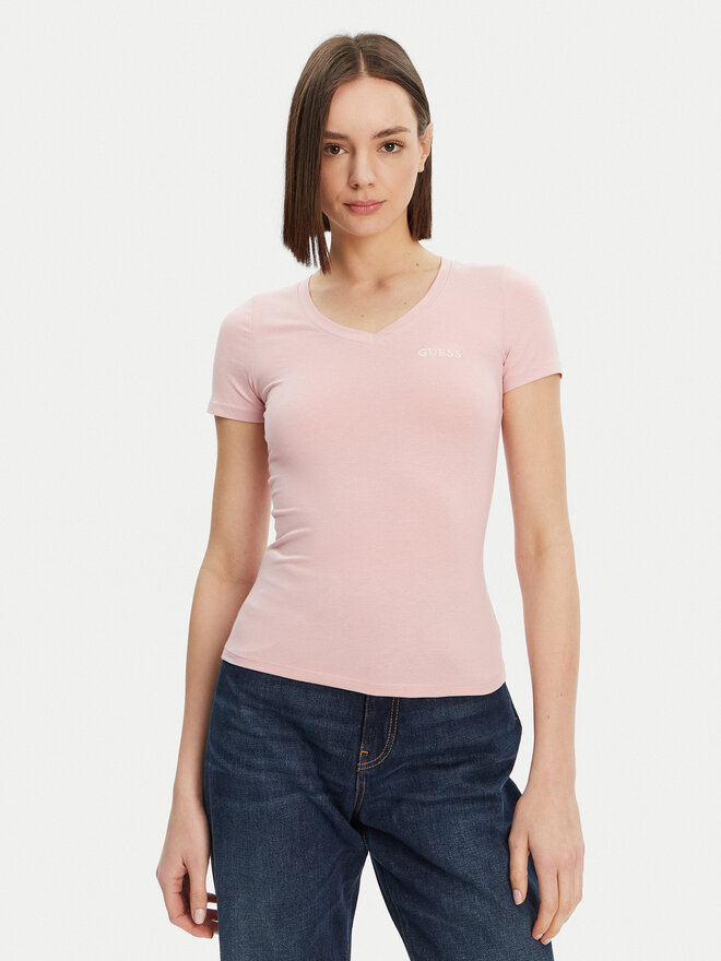 Guess Guess Marškinėliai O5RI02 KBBU1 Rožinė Regular Fit