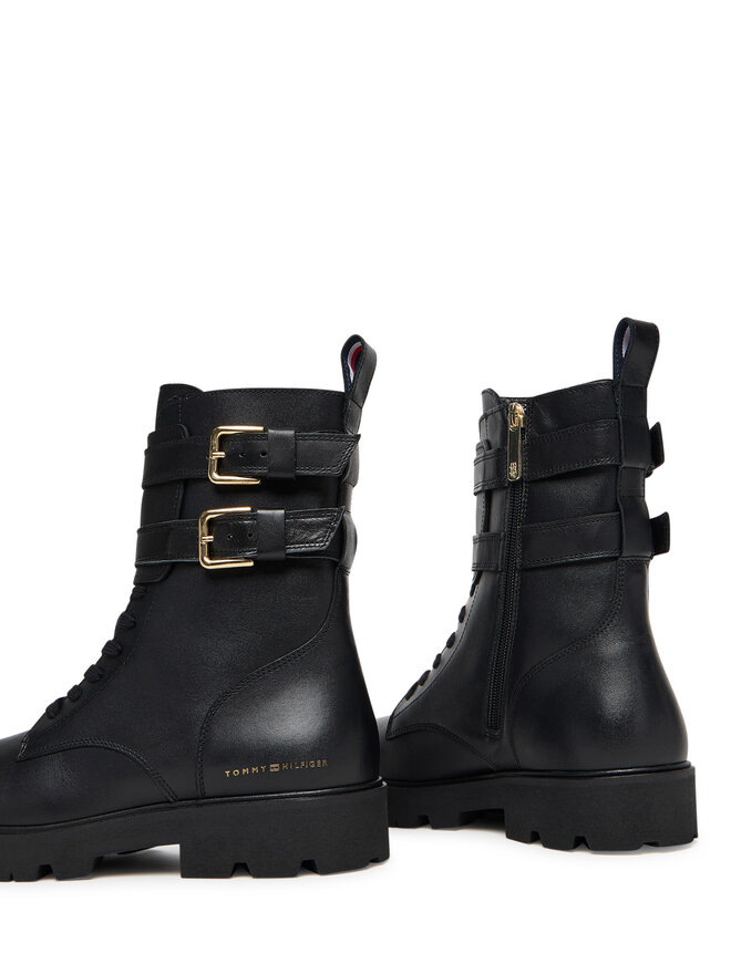 Tommy Hilfiger Μποτάκια Tommy Hilfiger Biker Laceup FW0FW08986 Μαύρο