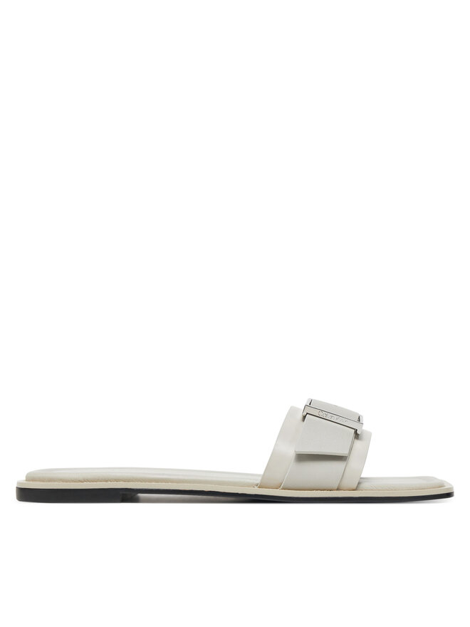 Calvin Klein Pantoletten Calvin Klein Flat Slide W/Buckle - Lth HW0HW02490 Grau