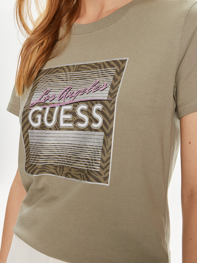 Guess Guess Marškinėliai W4YI17 I3Z14 Žalia Regular Fit
