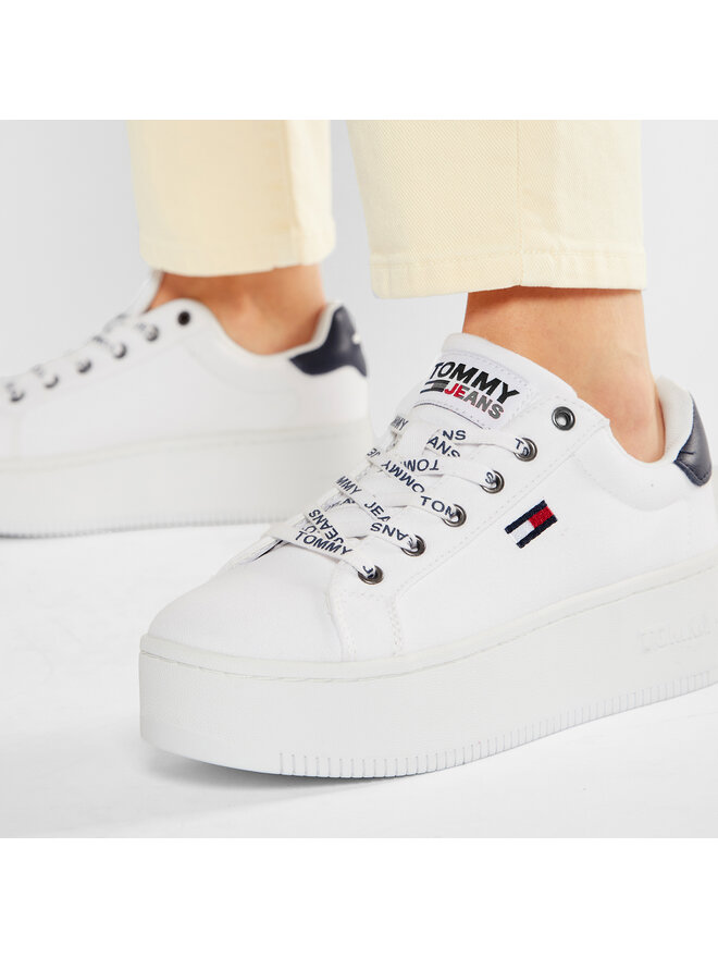 Tommy Jeans Sportcipők Tommy Jeans Iconic Essential Flatform EN0EN01358 Fehér