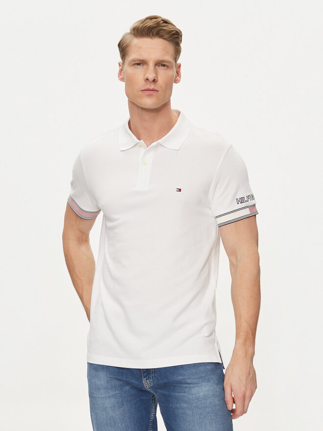 Tommy Hilfiger Tommy Hilfiger Poloshirt Flag MW0MW34780 Weiß Slim Fit
