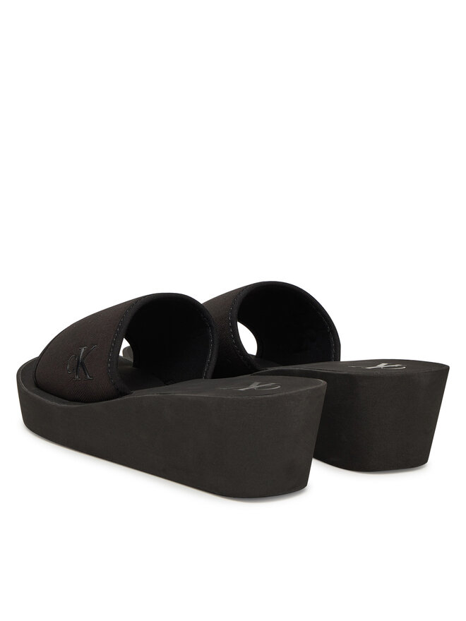 Calvin Klein Jeans Klapki Calvin Klein Jeans Beach Wedge Slide Canvas YW0YW01725 Czarny