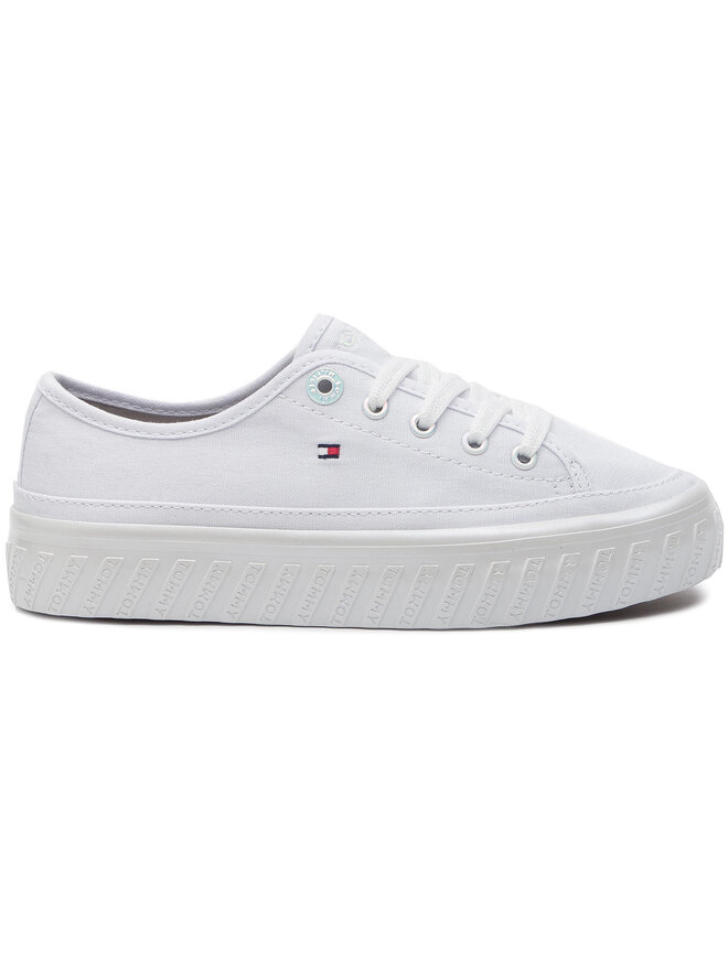 Tommy Hilfiger Sneakers aus Stoff Tommy Hilfiger Outsole Detail Flatform Sneaker FW0FW04134 Weiß