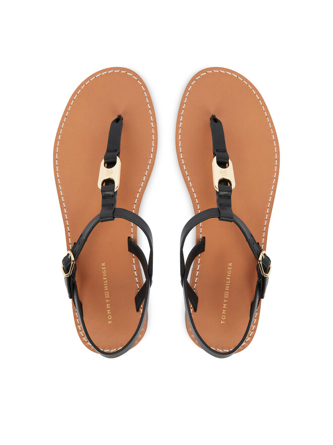 Tommy Hilfiger Sandalen Tommy Hilfiger Leather Thong Sandal FW0FW09127 Schwarz