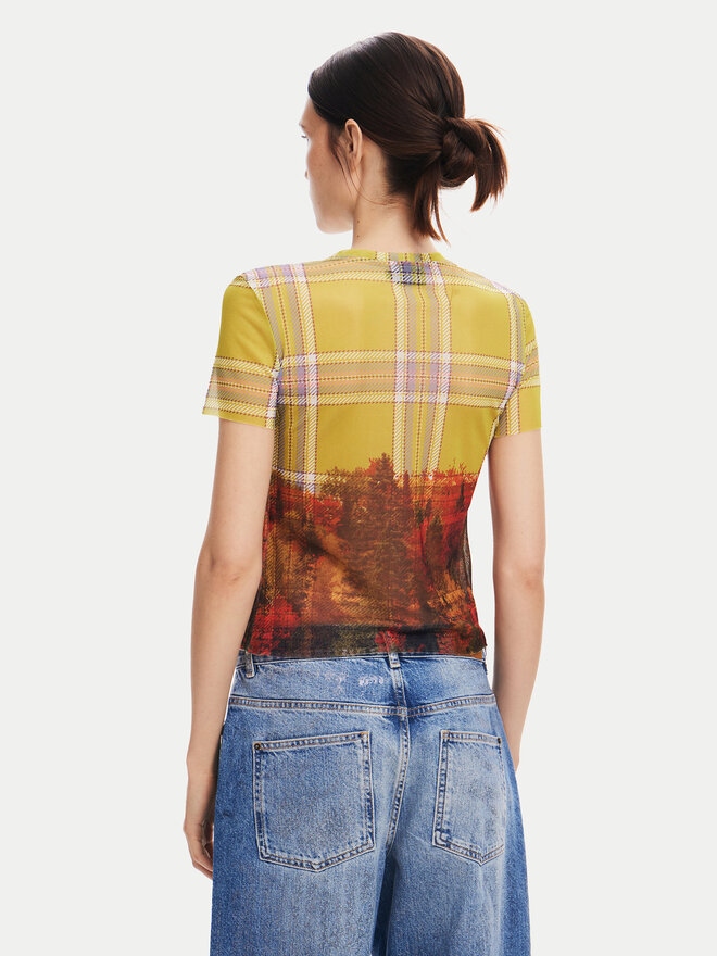 Desigual Desigual Marškinėliai Double 24WWTK27 Spalvota Slim Fit
