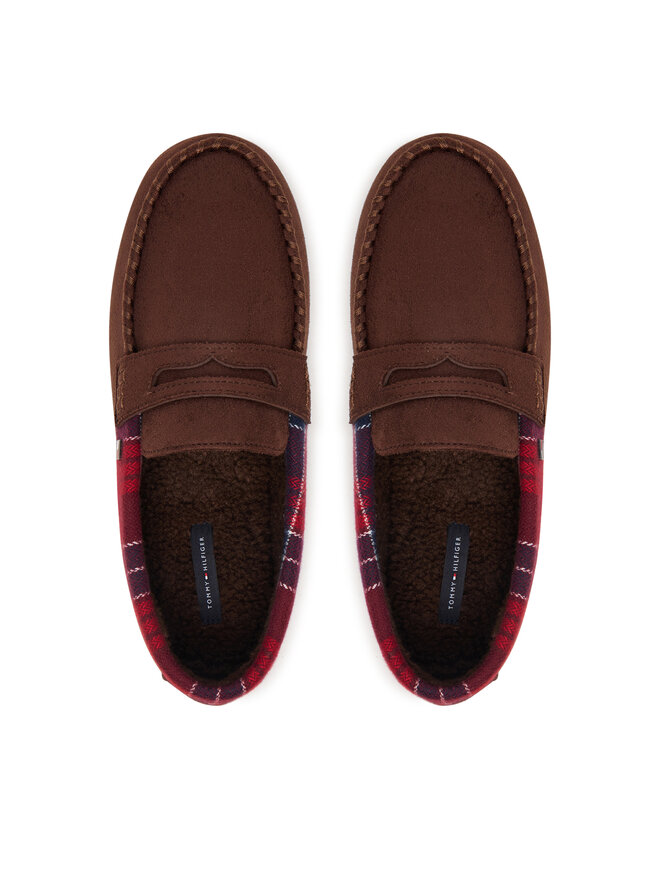 Tommy Hilfiger Hausschuhe Tommy Hilfiger Hilfiger Check Driver House Shoe FM0FM06013 Dunkelbraun
