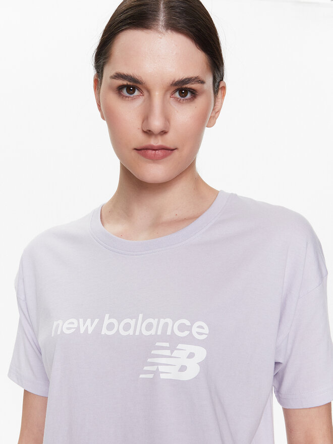 New Balance New Balance Marškinėliai Stacked WT03805 Violetinė Relaxed Fit