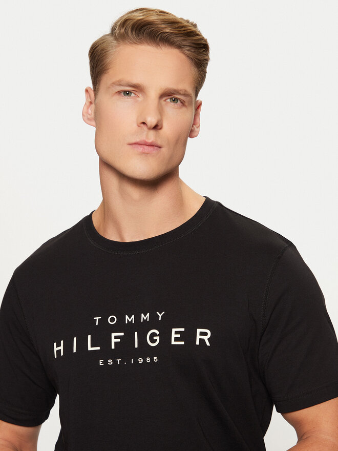 Tommy Hilfiger Tommy Hilfiger Marškinėliai Big Logo Tee MW0MW37448 Juoda Slim Fit