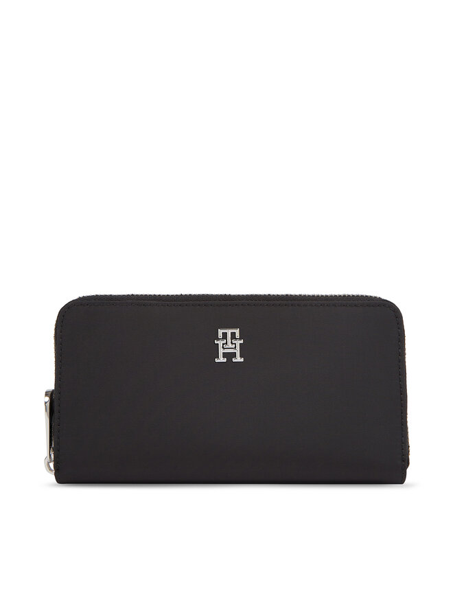 Tommy Hilfiger Liels sieviešu maks Tommy Hilfiger Poppy Th Large Za AW0AW15642 Melns