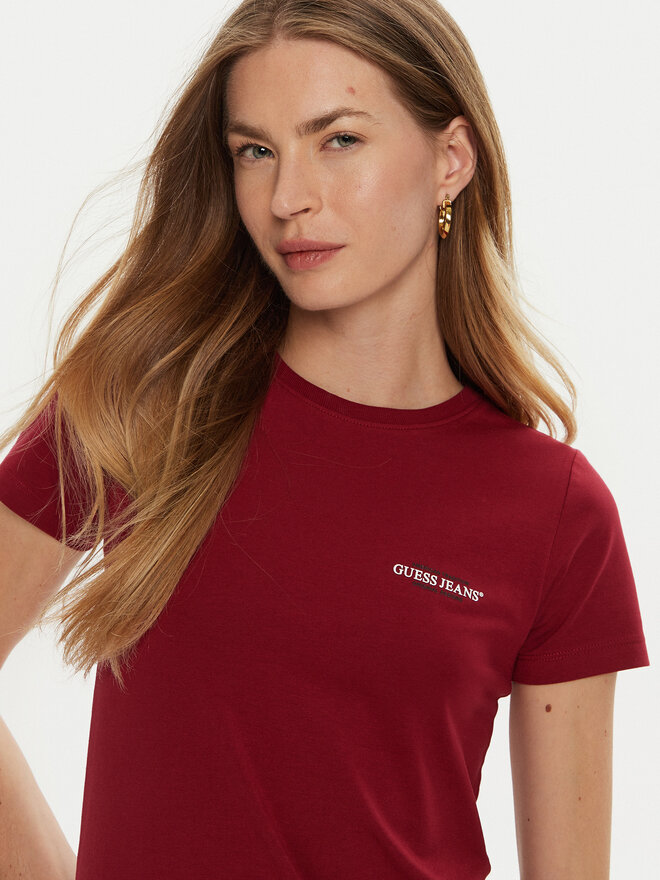 Guess Jeans Guess Jeans Marškinėliai W4YI02 J1314 Raudona Slim Fit