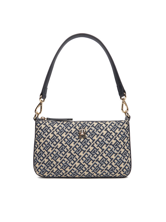 Tommy Hilfiger Handtasche Tommy Hilfiger Th Jacquard Shoulder Pouch AW0AW17828 Dunkelblau
