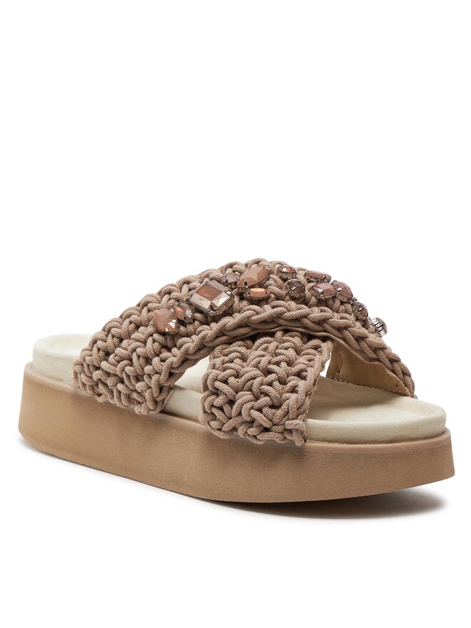 Inuikii Šľapky Inuikii Woven Stones Platform 70103-106 Hnedá
