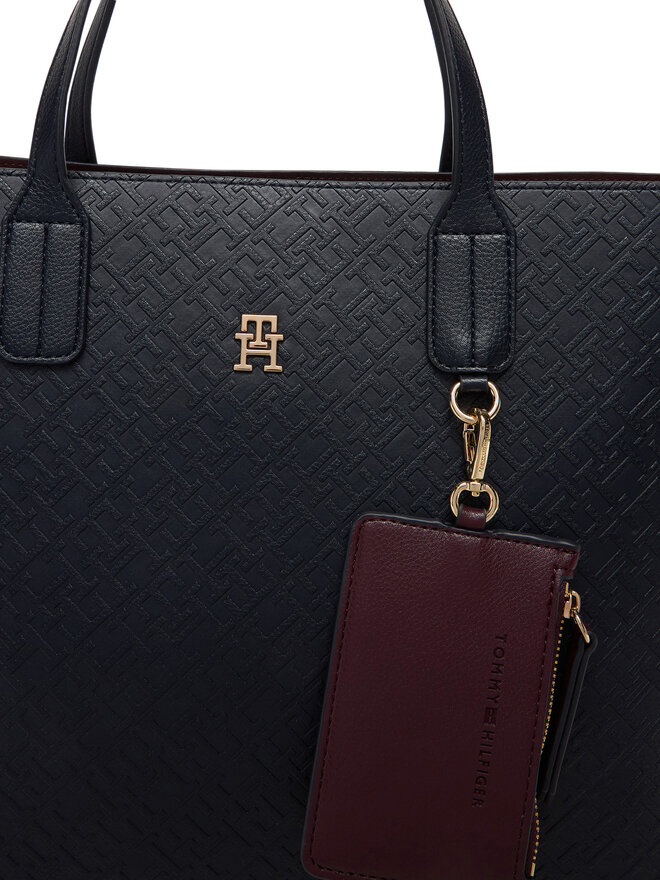 Tommy Hilfiger Handtasche Tommy Hilfiger Th Icon Satchel Mono AW0AW18123 Dunkelblau