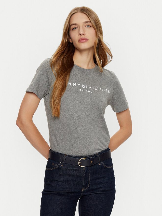 Tommy Hilfiger Tommy Hilfiger Camiseta WW0WW40276 Gris Regular Fit