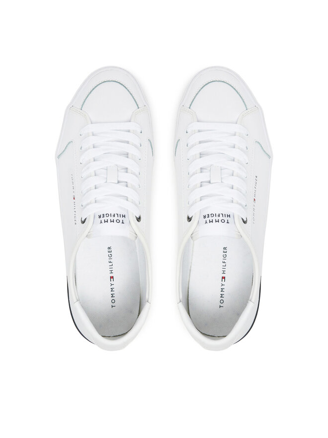 Tommy Hilfiger Πάνινα παπούτσια Tommy Hilfiger Core Corporate Vulc Leather FM0FM05399 Λευκό