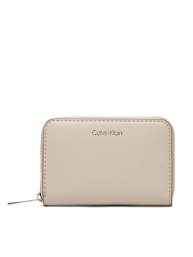 Calvin Klein Великий жіночий гаманець Calvin Klein Foil Logo Medium Zip Around LV04F1091G Бежевий