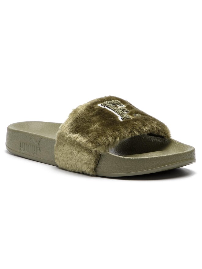 Mules sandales de bain Puma Leadcat Fenty Fu Fur 367089 01 Vert chaussures