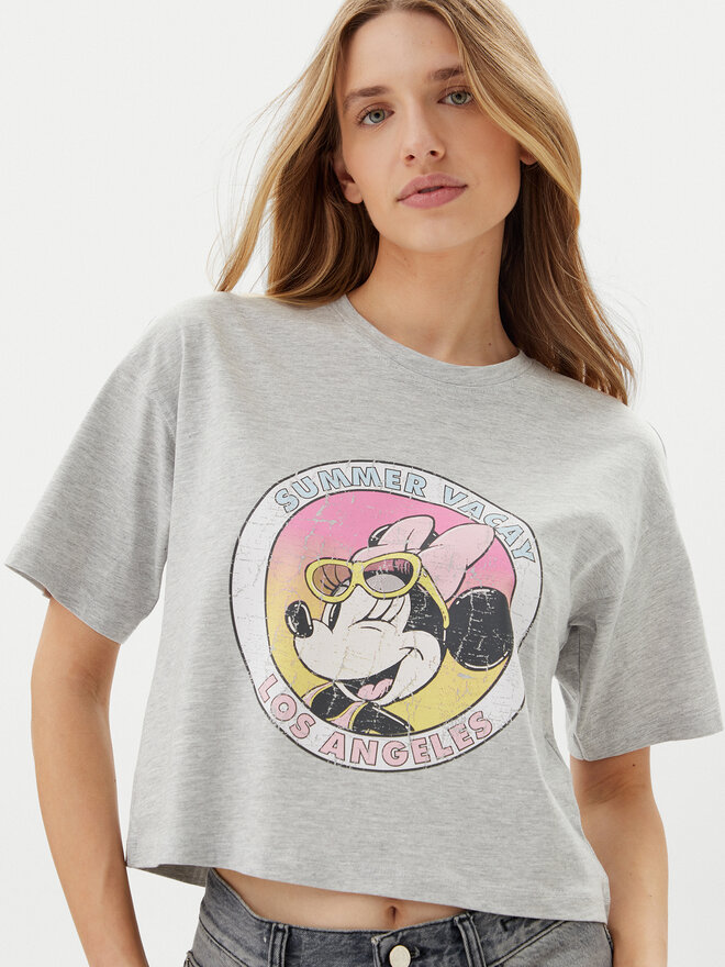 ONLY ONLY Camiseta Mickey Minnie 15348126 Gris Regular Fit