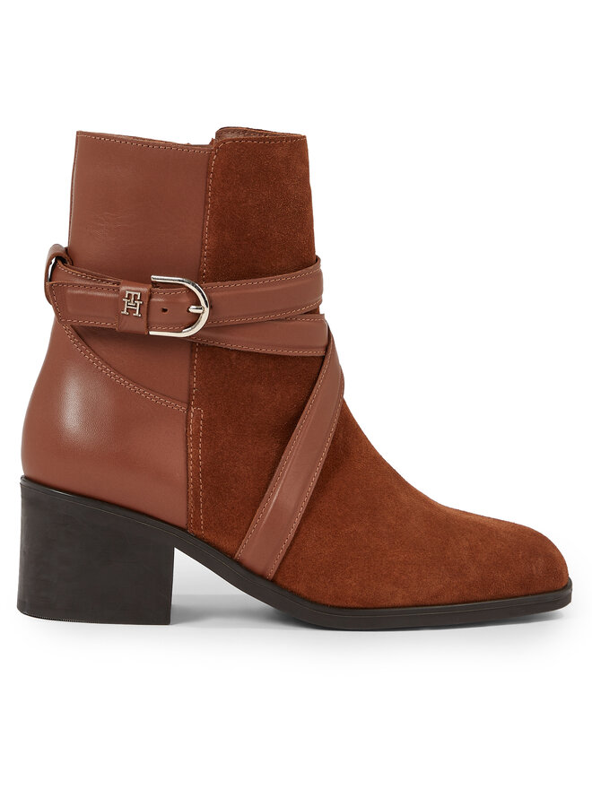 Tommy Hilfiger Botki Tommy Hilfiger Elevated Essential Midheel Boot FW0FW07515 Brązowy