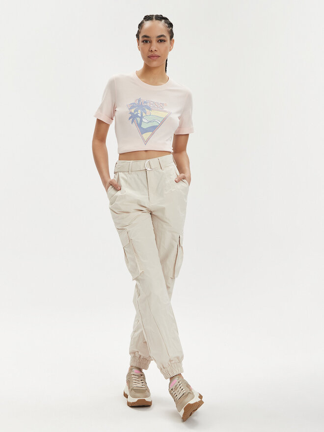 Guess Guess Camiseta Ss Rn Beach Triangle W4GI32 JA914 Rosa Regular Fit