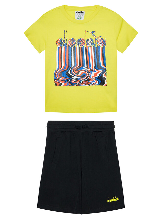 Diadora Diadora Conjunto de camiseta y pantalones cortos deportivos Logo Drip 102.177131 Amarillo Regular Fit