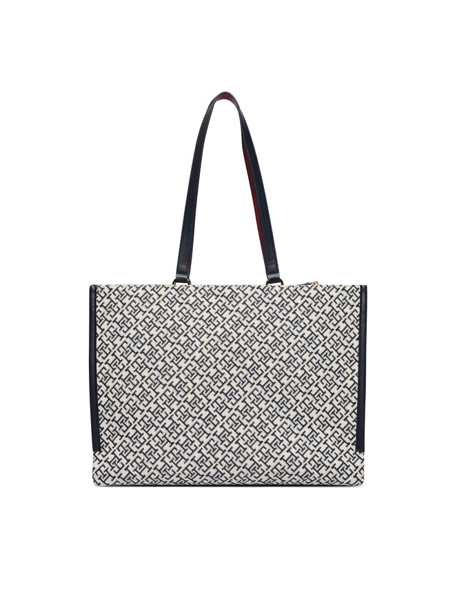 Tommy Hilfiger Handtasche Tommy Hilfiger Th Jacquard Tote AW0AW19009 Blau