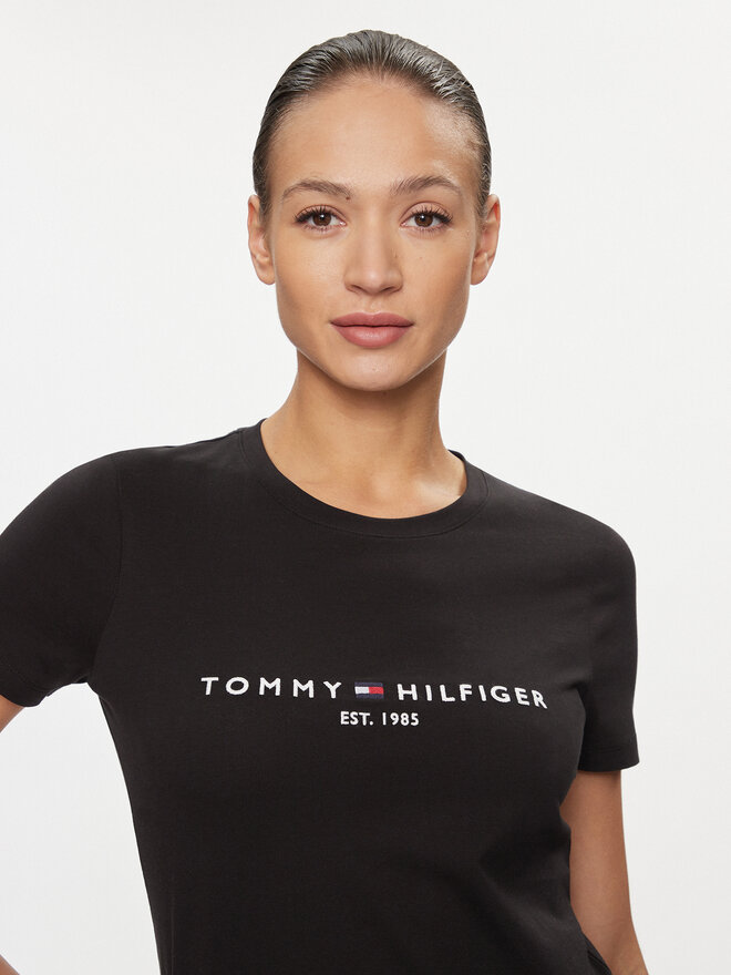 Tommy Hilfiger Tommy Hilfiger Marškinėliai Heritage C-Nk WW0WW31999 Juoda Regular Fit