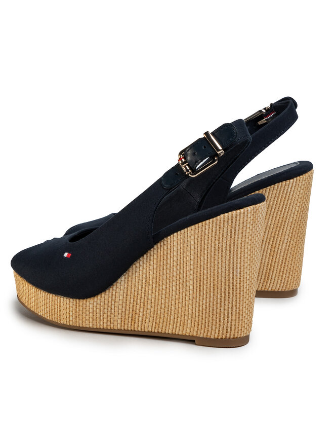 Tommy Hilfiger Sandalias Tommy Hilfiger Iconic Elena Sling Back Wedge FW0FW04789 Azul marino