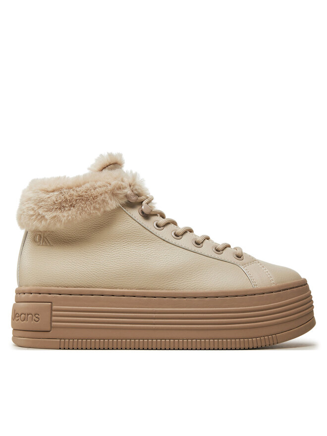 Calvin Klein Jeans Polokozačky Calvin Klein Jeans Bold Platf Low Laceup Mg YW0YW01590 Béžová