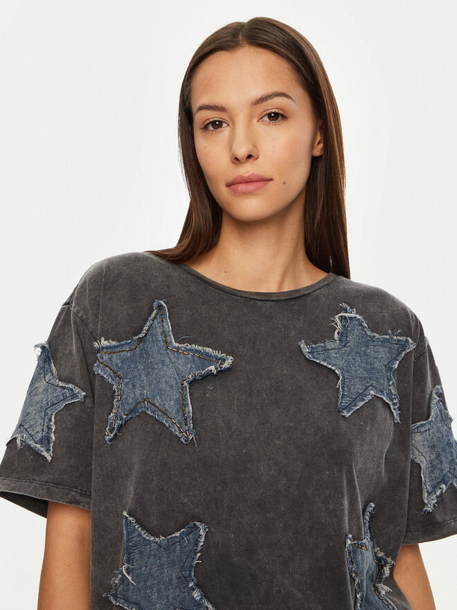 One Teaspoon One Teaspoon T-Shirt Denim Star 26858 Grau Relaxed Fit