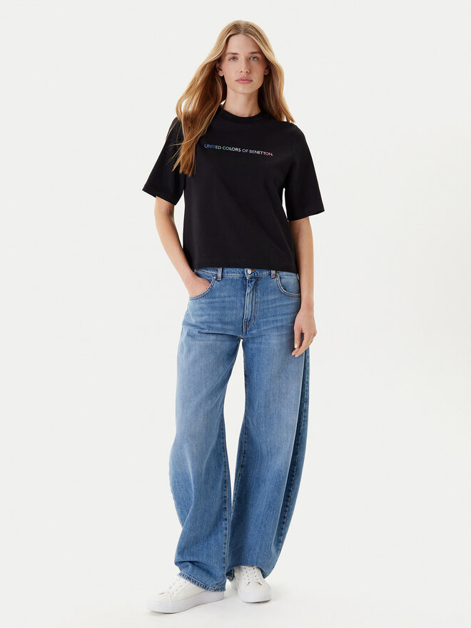 United Colors Of Benetton United Colors Of Benetton Marškinėliai 3BL0D109D Juoda Relaxed Fit