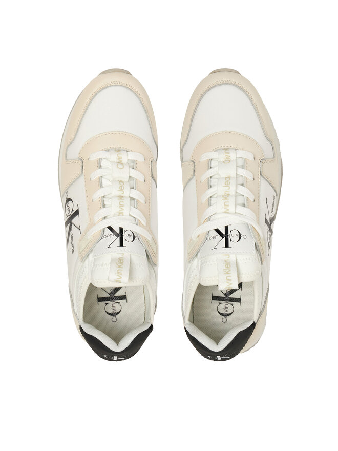 Calvin Klein Jeans Sneakersy Calvin Klein Jeans Runner Sock Laceup Ml Lth YW0YW01616 Biały
