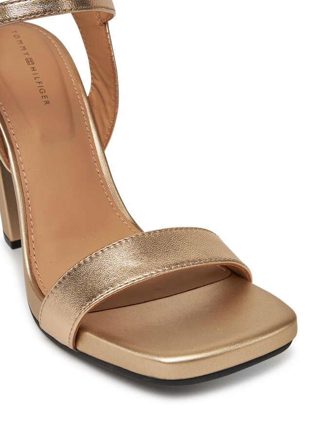 Tommy Hilfiger Sandały Tommy Hilfiger High Heel Golden Leather Sandal FW0FW08674 Złoty