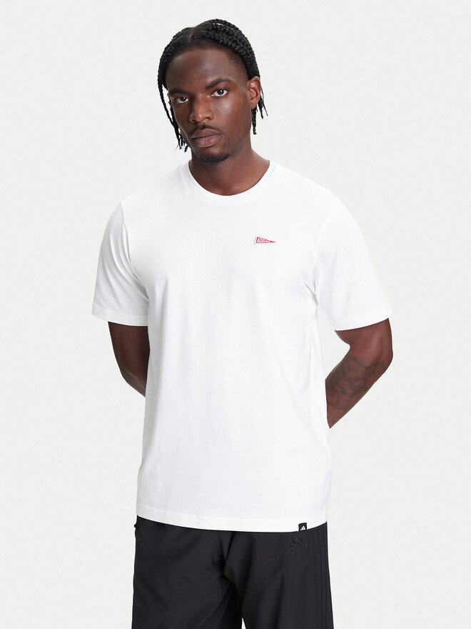 adidas adidas Marškinėliai Pennant Trim Graphic JL9226 Balta Regular Fit