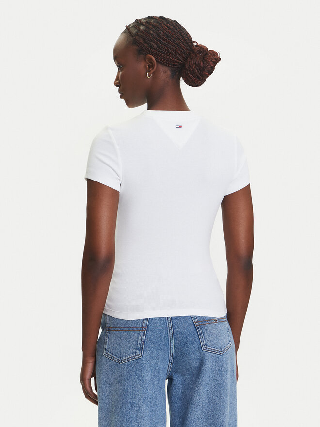 Tommy Jeans Tommy Jeans T-Shirt Script Label DW0DW21402 Λευκό Slim Fit