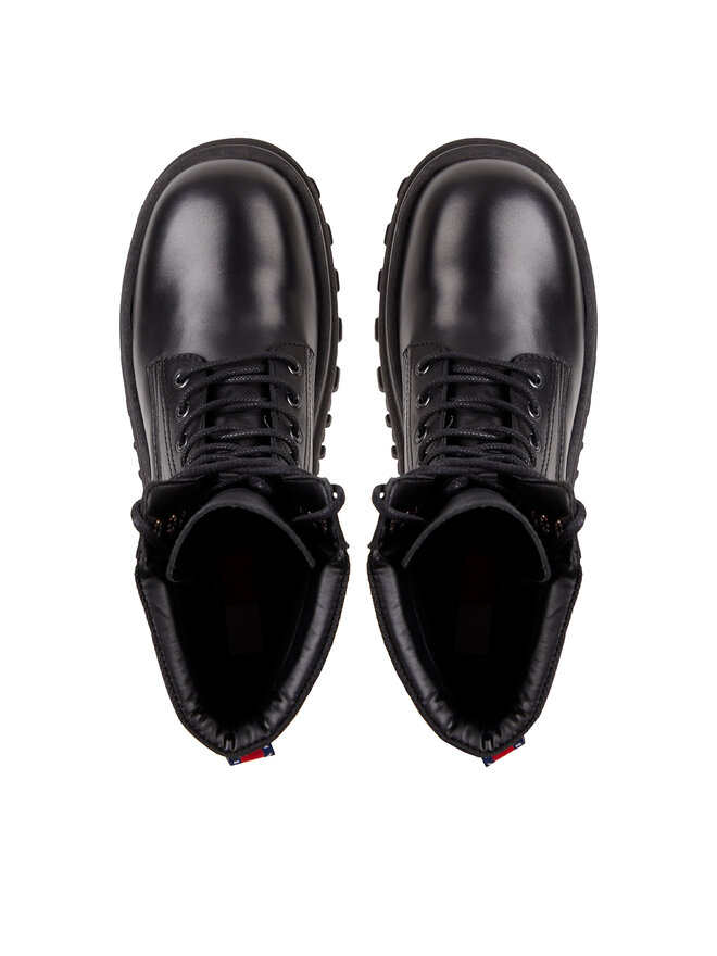 Tommy Jeans Schnürstiefeletten Tommy Jeans Tjm Elevated Outsole Boot EM0EM01251 Schwarz