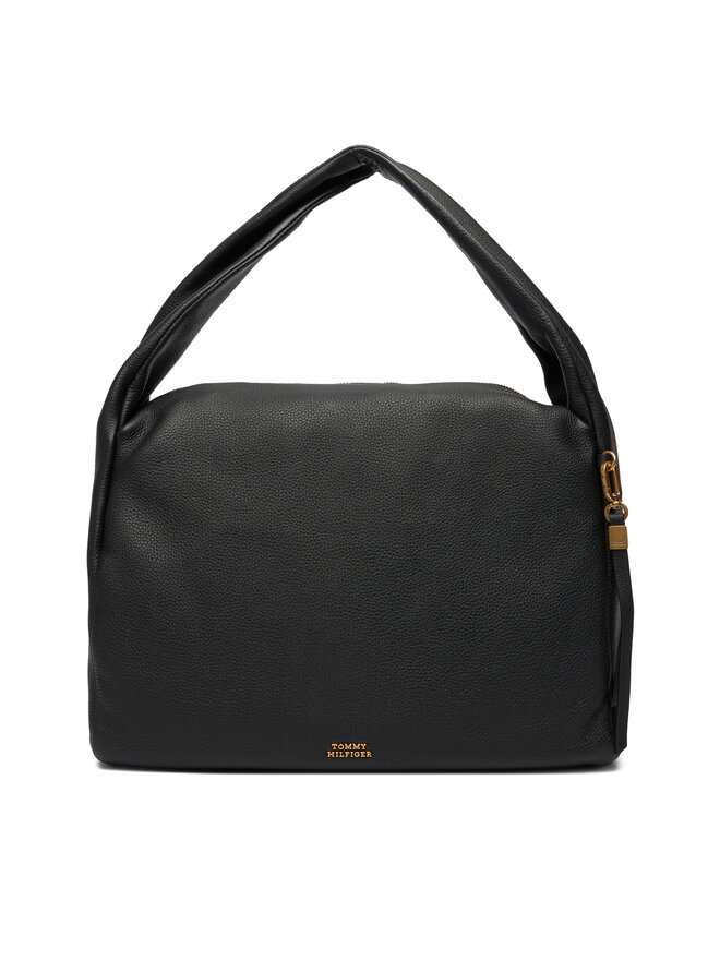 Tommy Hilfiger Handtasche Tommy Hilfiger City Leather Hobo AW0AW18285 Schwarz