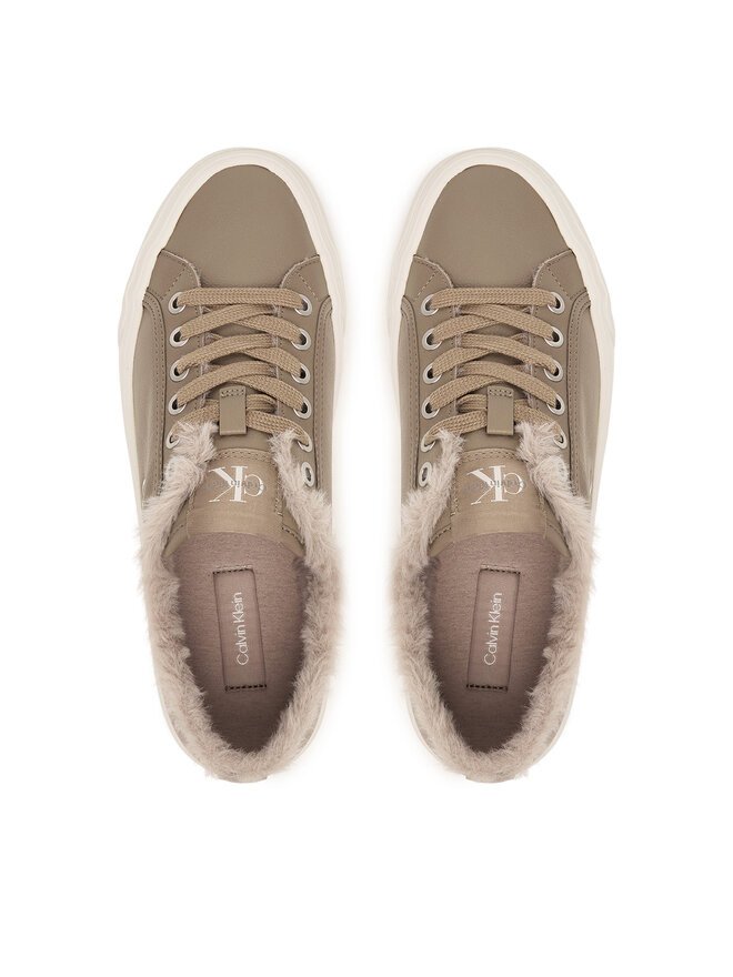 Calvin Klein Sneakers Calvin Klein Vulc Flatf Laceup Lth Fur HW0HW03235 Beige