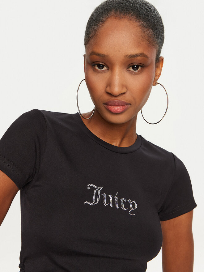 Juicy Couture Juicy Couture Camiseta Dot Ruched JCWCT24311 Negro Slim Fit
