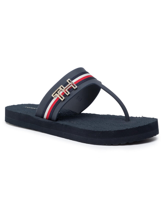 Tommy Hilfiger Zehentrenner Tommy Hilfiger Hardware Detail Beach Thong FW0FW04370 Dunkelblau