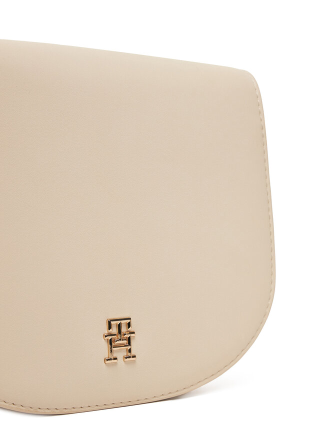 Tommy Hilfiger Kabelka Tommy Hilfiger Th Logotape Saddle Bag AW0AW17184 Écru