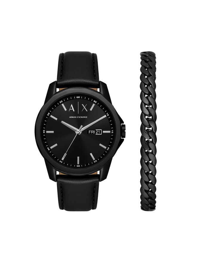 Armani Exchange Zegarek Armani Exchange Banks Gift Set AX7147SET Czarny