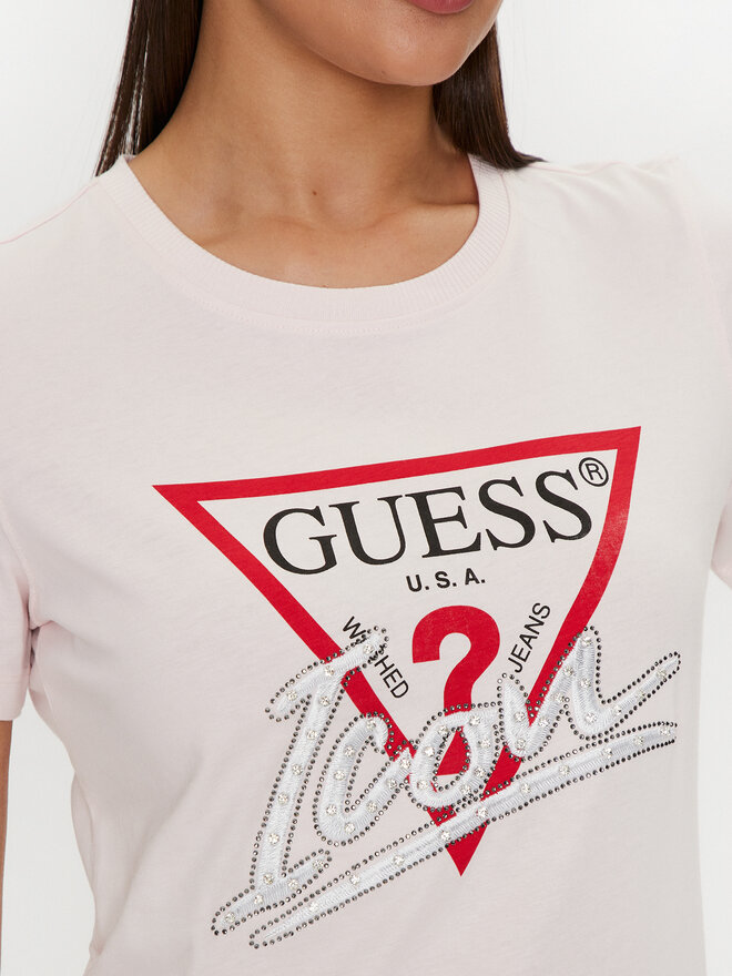 Guess Guess Marškinėliai Icon W4YI32 I3Z14 Rožinė Regular Fit