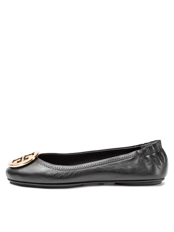 Tory Burch Baleriny Tory Burch Minnie Travel Ballet With Metal Logo 50393 Czarny