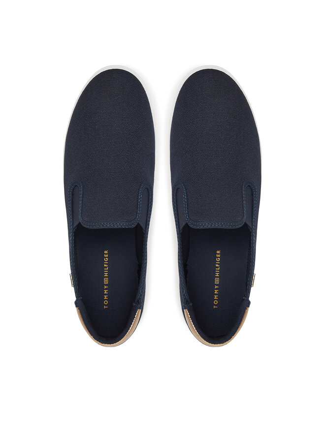 Tommy Hilfiger Tenisky Tommy Hilfiger Vulc Canvas Slip-On Sneaker FW0FW08645 Tmavomodrá