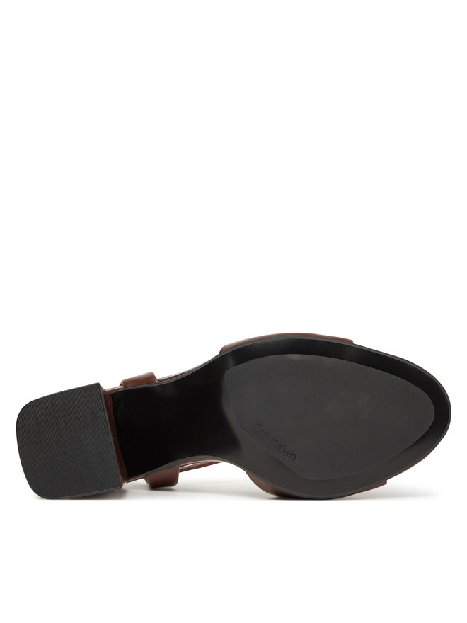 Calvin Klein Sandały Calvin Klein Heel Sandal 85 W/Ck Hw - Lth HW0HW02485 Brązowy