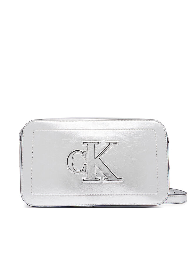 Calvin Klein Handtasche Calvin Klein Bold Ck Outline Mtl Camera Bag LV04F3896G Silberfarben