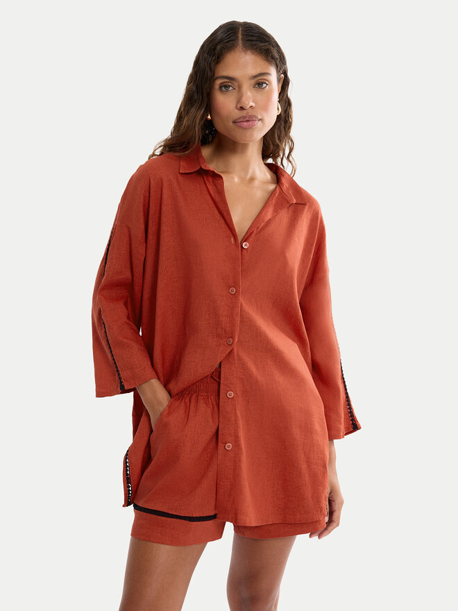 Triumph Triumph Pyjamahemd Summer Wear 10227228 Orange Regular Fit